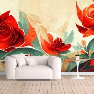 Fotomural o papel pintado pintura artística rosas