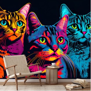 Fotomural o papel pintado gatos estilo andy warhol