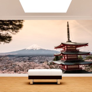 Fotomural o papel pintado paisaje pagoda monte fuji Fotomural o papel pintado paisaje pagoda monte fuji