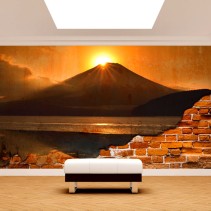 Fotomural atardecer monte fuji lago kawaguchi efecto pared rota