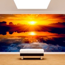 Fotomural paisaje sol al atardecer mar