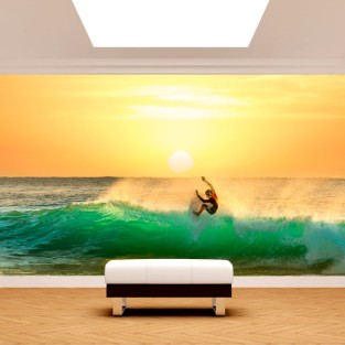 Fotomural surfeando al atardecer