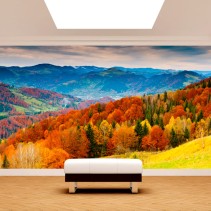 Fotomural paisaje árboles montañas otoño