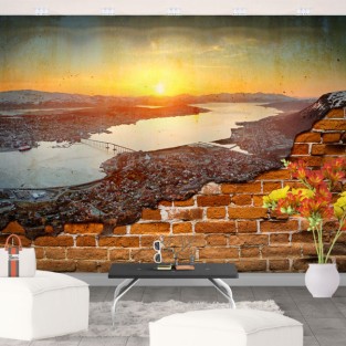 Fotomurales atardecer en noruega pared rota Fotomurales atardecer en noruega pared rota