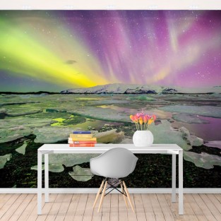 Fotomural paisaje aurora boreal islandia