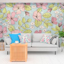 Fotomural o papel pintado patrón de flores para decorar