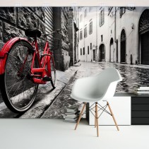 Fotomurales de vinilos ciudad y bicicleta vintage