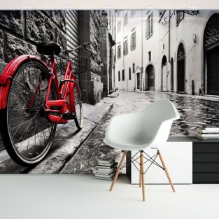 Fotomurales de vinilos ciudad y bicicleta vintage