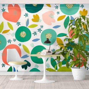 Fotomural o papel pintado dibujos colores tropicales