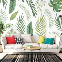 Fotomural o patrón con hojas de plantas para decorar