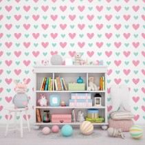 Fotomural o papel pintado patrón de corazones de colores