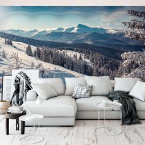 Fotomural o papel pintado montañas nevadas al atardecer