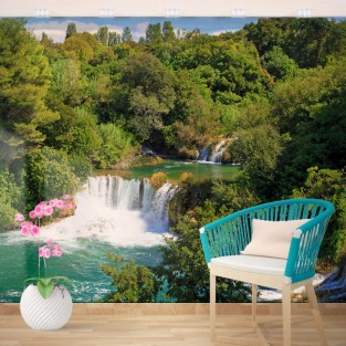 Papel pintado paisaje cascadas parque nacional krka