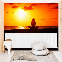 Fotomural o papel pintado yoga al atardecer