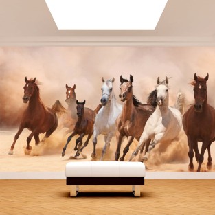 Fotomurales estampida de caballos