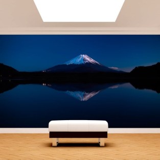 Fotomural lago kawaguchi y monte fuji de noche Fotomural lago kawaguchi y monte fuji de noche