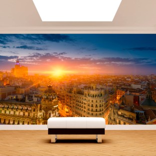 Fotomural o papel pintado madrid gran vía al atardecer