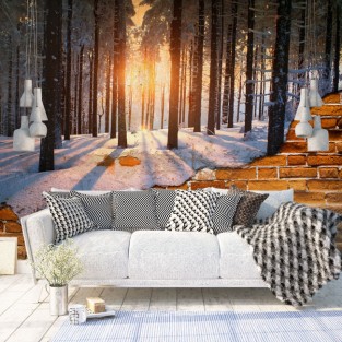 Fotomural paisaje invierno al atardecer