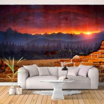 Fotomural o papel pintado pared rota atardecer en la naturaleza