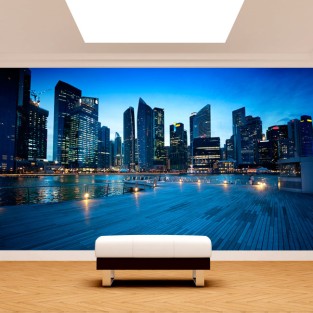 Fotomural o papel pintado singapur ciudad de noche