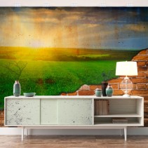 Fotomural atardecer en el campo efecto pared rota