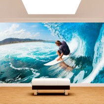 Fotomural o papel pintado surfeando ola hawai