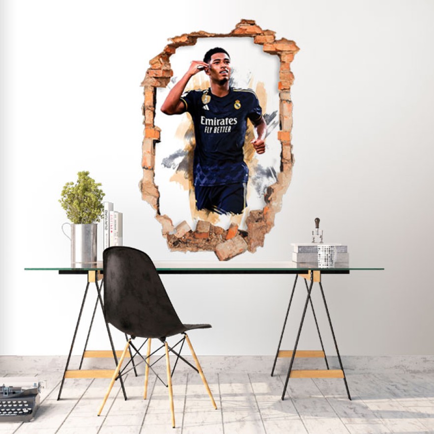Vinilo decorativo agujero 3d acuarela jude bellingham