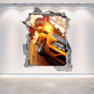 Vinilo decorativo 3d videojuego burnout revenge