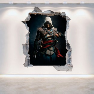 Vinilo agujero 3d assassin's creed black flag Vinilo agujero 3d assassin's creed black flag