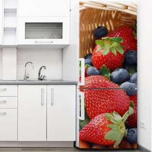 Vinilo para nevera fresas y arándanos