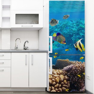 Vinilo para nevera peces arrecife coral