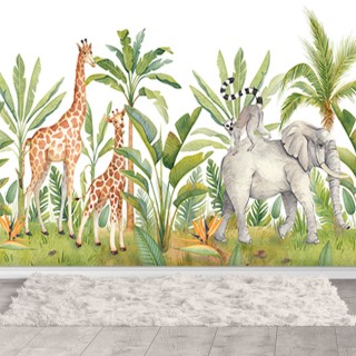 Fotomural ilustracion infantil selva animales