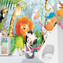 Fotomural ilustracion jungla animales infantiles