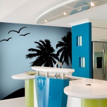 Vinilos decorativos silueta palmeras en una isla