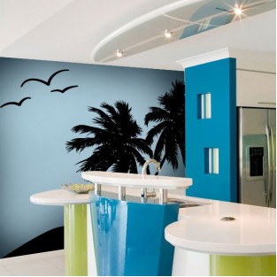 Vinilos decorativos silueta palmeras en una isla Vinilos decorativos silueta palmeras en una isla