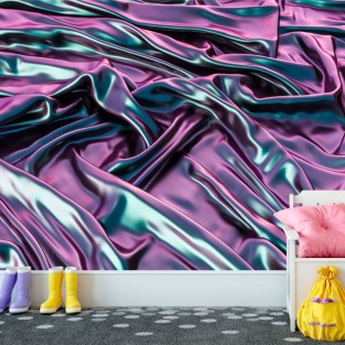 Papel pintado o fotomural 3d pliegues tela metalizada