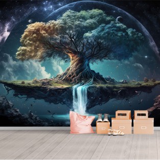 Papel pintado o fotomural árbol de la vida en el espacio Papel pintado o fotomural árbol de la vida en el espacio