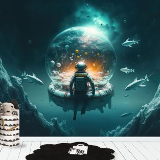 Papel pintado ciencia ficción astronauta peces en el espacio Papel pintado ciencia ficción astronauta peces en el espacio