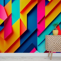 Papel pintado o fotomural juvenil diseño geométrico