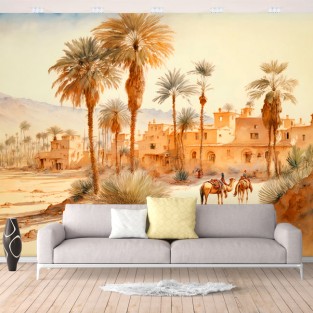 Papel pintado o fotomural acuarela paisaje oriental Papel pintado o fotomural acuarela paisaje oriental