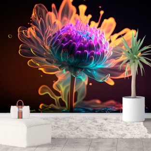 Papel pintado o fotomural flor colorida efecto 3d