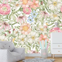 Papel pintado o fotomural flores colores pastel