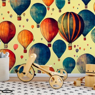 Fotomural dibujo infantil juvenil globos aerostáticos Fotomural dibujo infantil juvenil globos aerostáticos