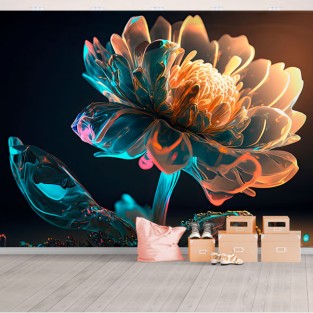 Papel pintado o fotomural dibujo moderno flor
