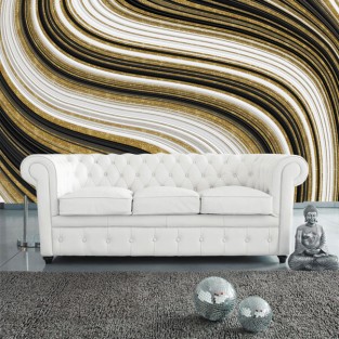 Papel pintado o fotomural ondas doradas negras y blancas texturas