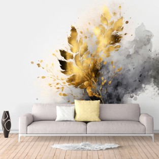 Papel pintado o fotomural dibujo planta dorada