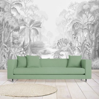 Papel pintado o fotomural dibujo selva tropical en grises