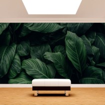 Papel pintado o fotomural hojas en tonos verdes