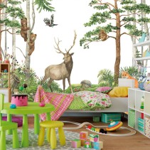 Papel pintado o fotomural ilustración animales bosque