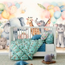 Papel pintado o fotomural ilustración infantil animales